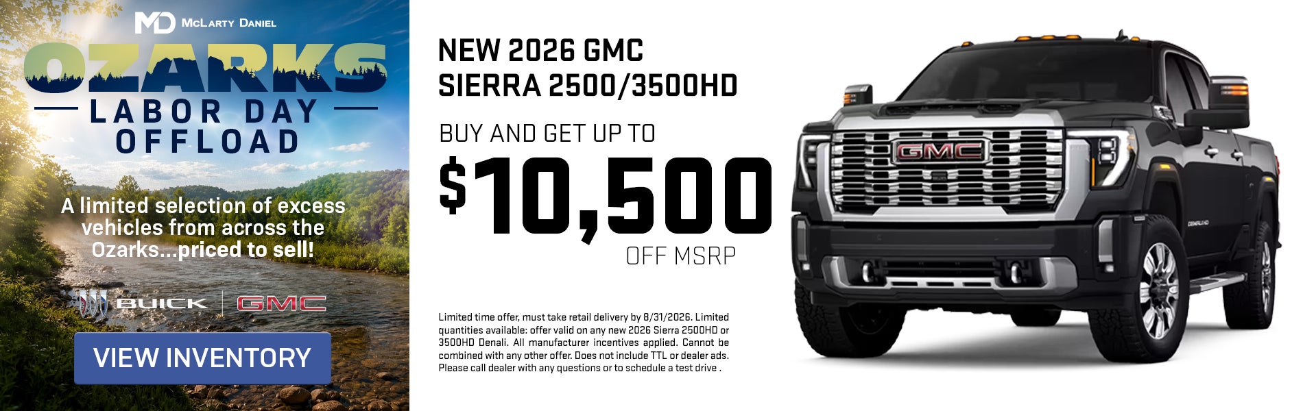 Buy a new 2026 GMC Sierra 2500/3500HD and get up to $10,500 