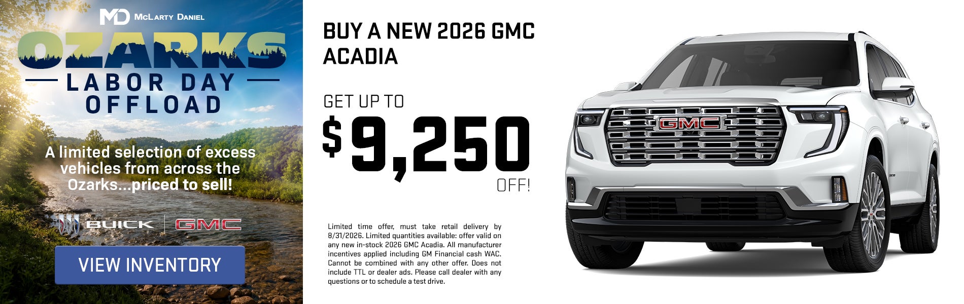 Buy a new 2026 GMC Acadia and get up to $9,250 off!