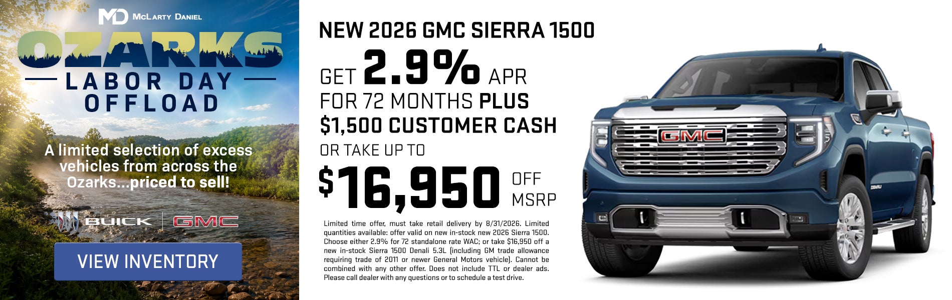 Buy a new 2026 GMC Sierra 1500 and get 2.9% APR for 72 month