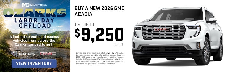Buy a new 2026 GMC Acadia and get up to $9,250 off!