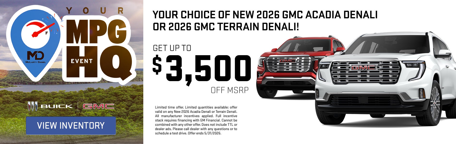 New 2026 GMC Acadia Denali OR Terrain Denali