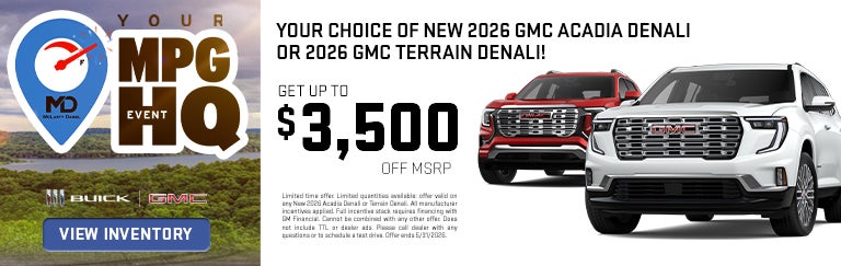 New 2026 GMC Acadia Denali OR Terrain Denali